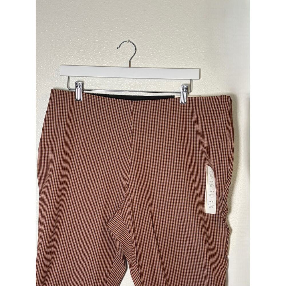 A New Day Ankle Pants 16 Brown Red Plaid High‎ Rise Stretch Dark Academia - Picture 2 of 10